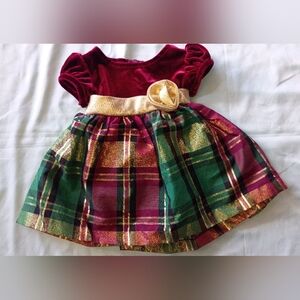 ‼️5 items for $8‼️Bonnie Jean Burgundy and Green Plaid Velvet Dress